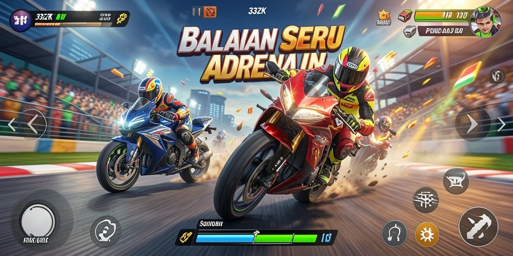 Screenshot gameplay balapan mendebarkan di <strong>33ZK</strong>.