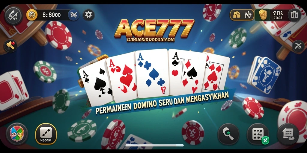 Tampilan screenshot gameplay domino ACE777 yang seru dan interaktif.