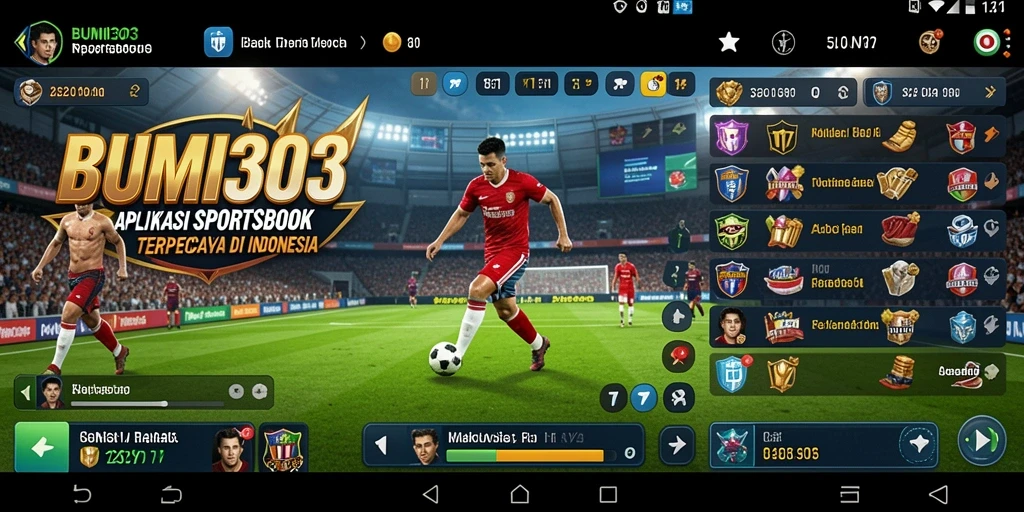 Screenshot utama BUMI303 yang menunjukkan antarmuka taruhan olahraga.