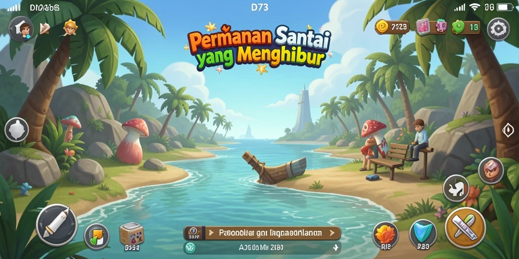 Tampilan gameplay D73 dengan tantangan yang menyenangkan dan grafis yang cerah.