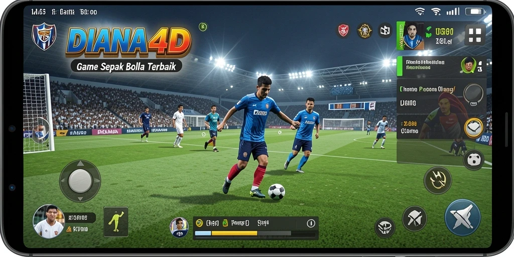 Screenshot DIANA4D menampilkan aksi seru di lapangan sepak bola.