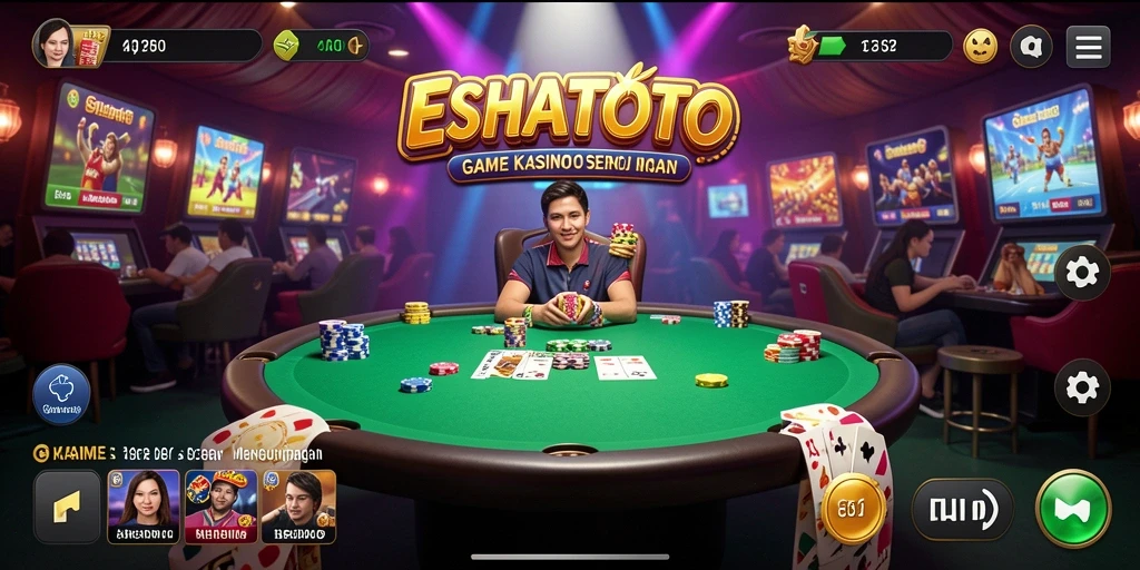 Screenshot utama ESHATOTO yang menampilkan gameplay kasino yang seru.
