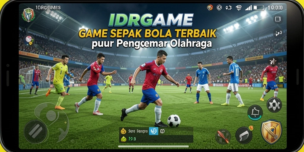Tampilan gameplay seru dari IDRGAME yang menampilkan aksi sepak bola.