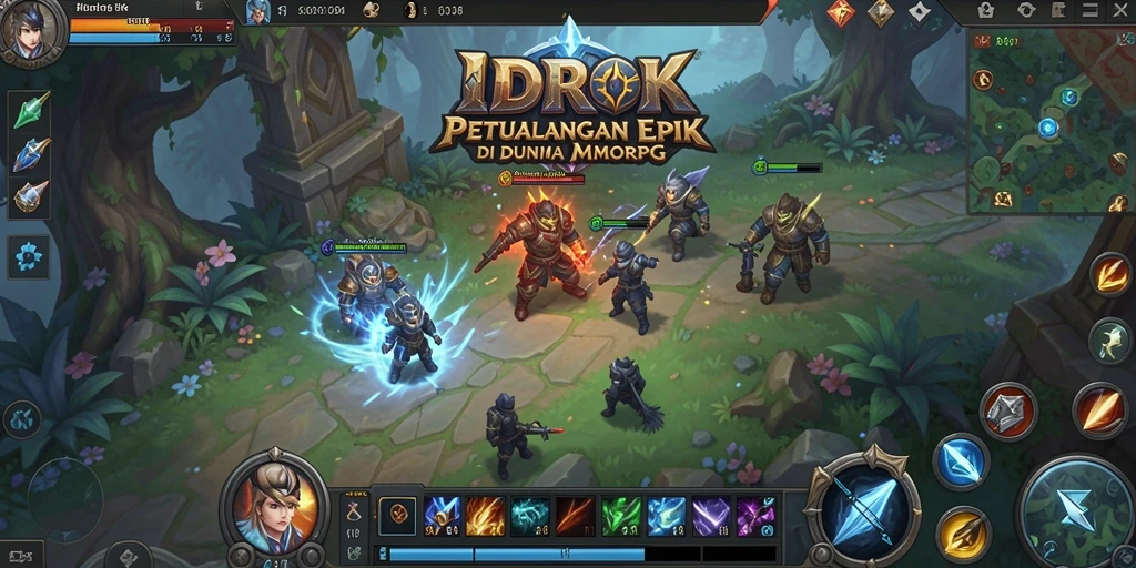 Screenshot gameplay IDROK menunjukkan pertarungan epik dalam dunia MMORPG.