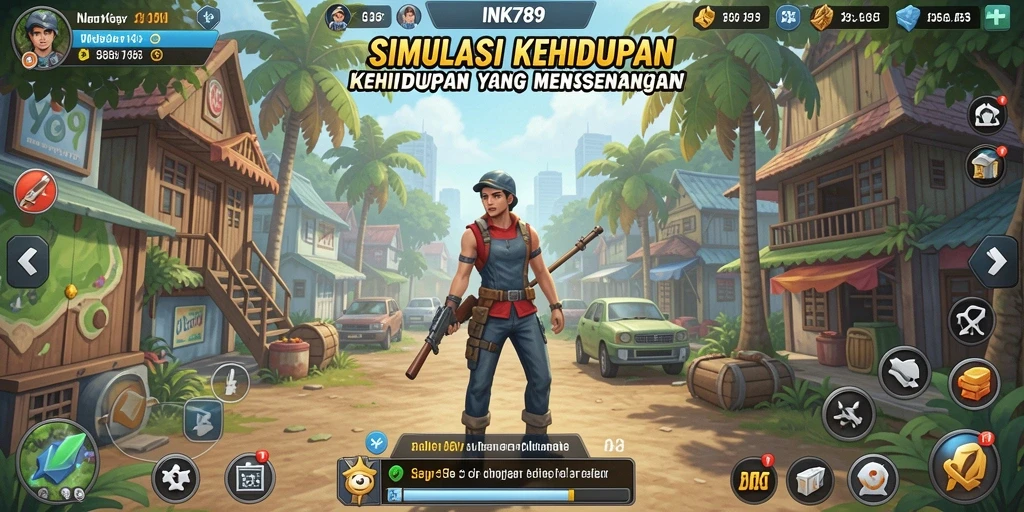 Tampilan gameplay INK789 dengan berbagai aktivitas simulasi yang asyik.