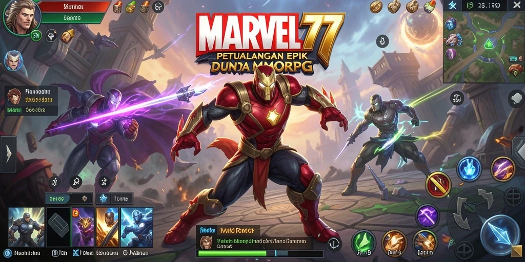 Tampilan gameplay menarik dari MARVEL77 dengan karakter dan strategi bertarung.