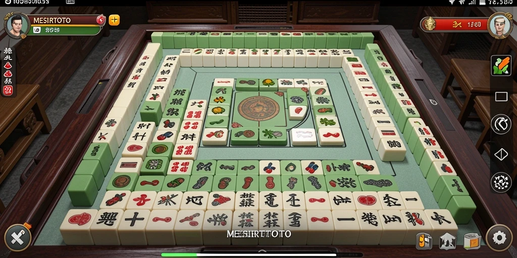 Tampilan gameplay seru di MESIRTOTO, menampilkan aksi Mahjong.