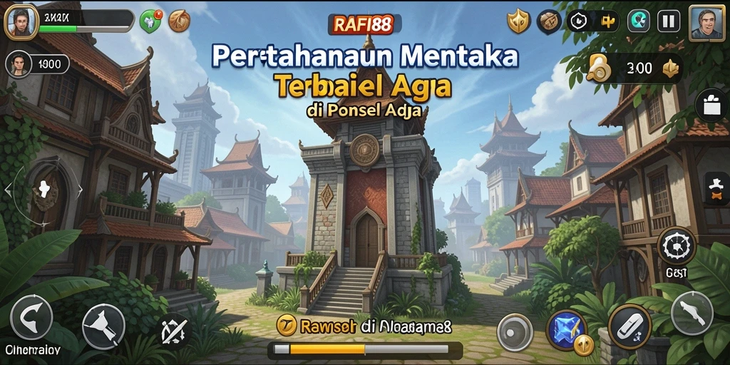 Screenshot menunjukkan gameplay intens dari pertahanan menara.