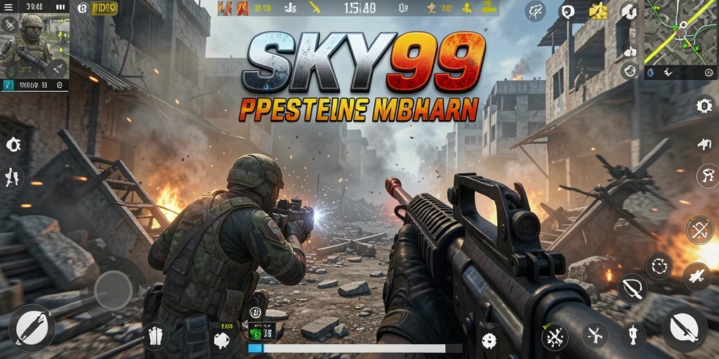 Screenshot game <strong>SKY99</strong> menampilkan aksi mendebarkan dalam pertempuran FPS.