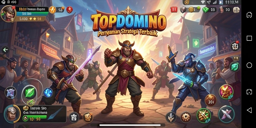 Screenshot dari gameplay TOPDOMINO yang menampilkan pertempuran strategis.